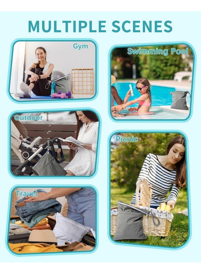 بيبي جول حقائب جافة مبللة لحفاضات الأطفال القماشية، حقائب سفر مقاومة للماء وقابلة للغسل، حقيبة للشاطئ وحمام السباحة والصالة الرياضية لملابس السباحة والملابس المبللة مع جيبين، عبوة من 3 قطع L-Bwg - Image 4