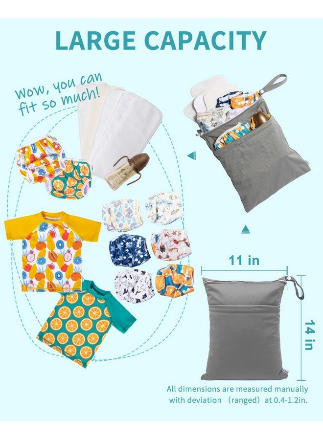 بيبي جول حقائب جافة مبللة لحفاضات الأطفال القماشية، حقائب سفر مقاومة للماء وقابلة للغسل، حقيبة للشاطئ وحمام السباحة والصالة الرياضية لملابس السباحة والملابس المبللة مع جيبين، عبوة من 3 قطع L-Bwg - Image 3
