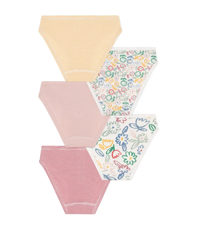 Petit Bateau Children's cotton flower-patterned pants - 5-pack