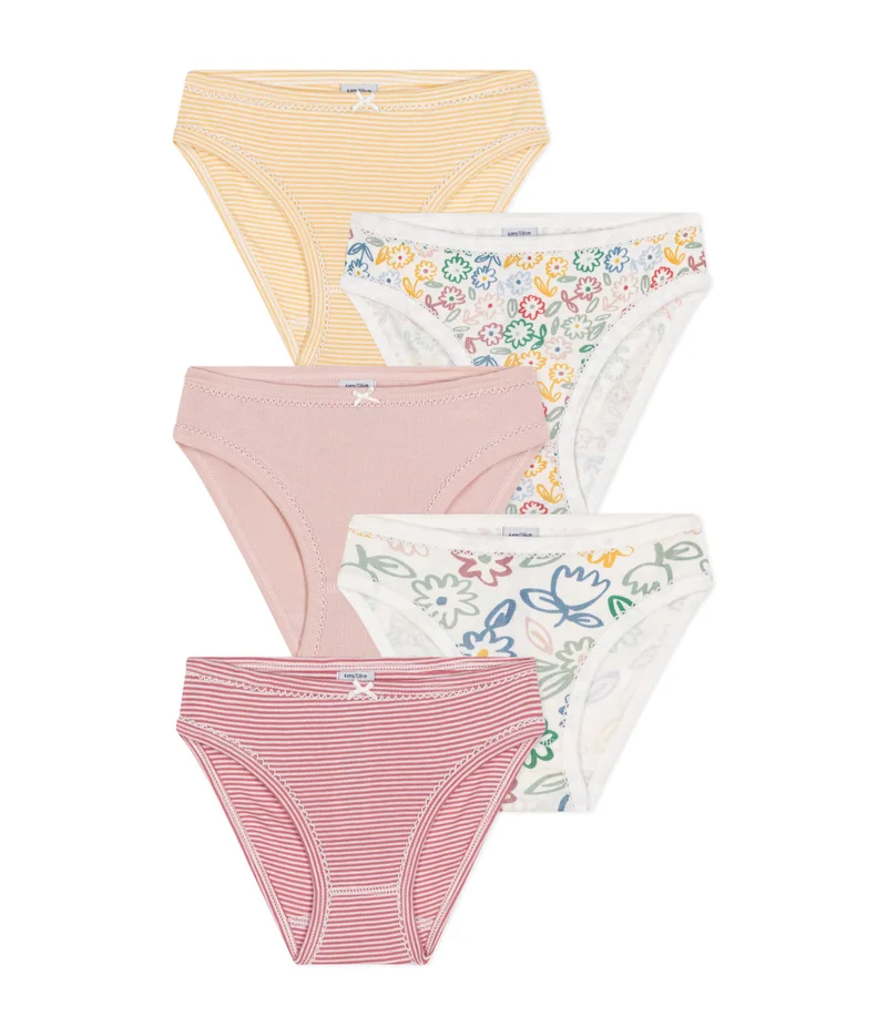 Petit Bateau Children's cotton flower-patterned pants - 5-pack