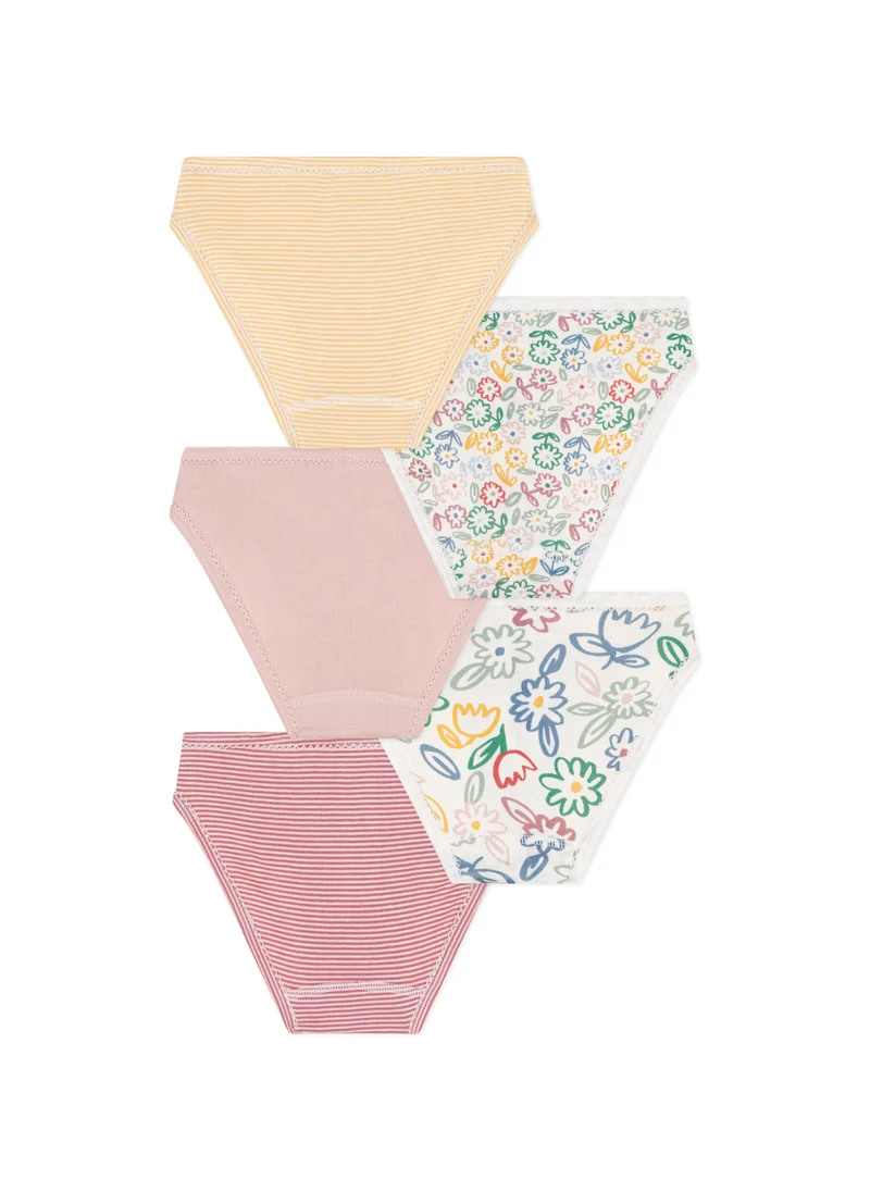 بيتي باتو Children's cotton flower-patterned pants - 5-pack