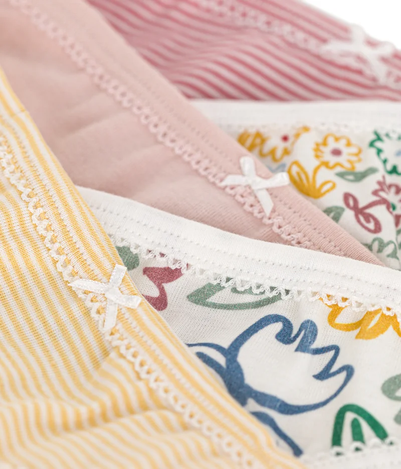 Petit Bateau Children's cotton flower-patterned pants - 5-pack