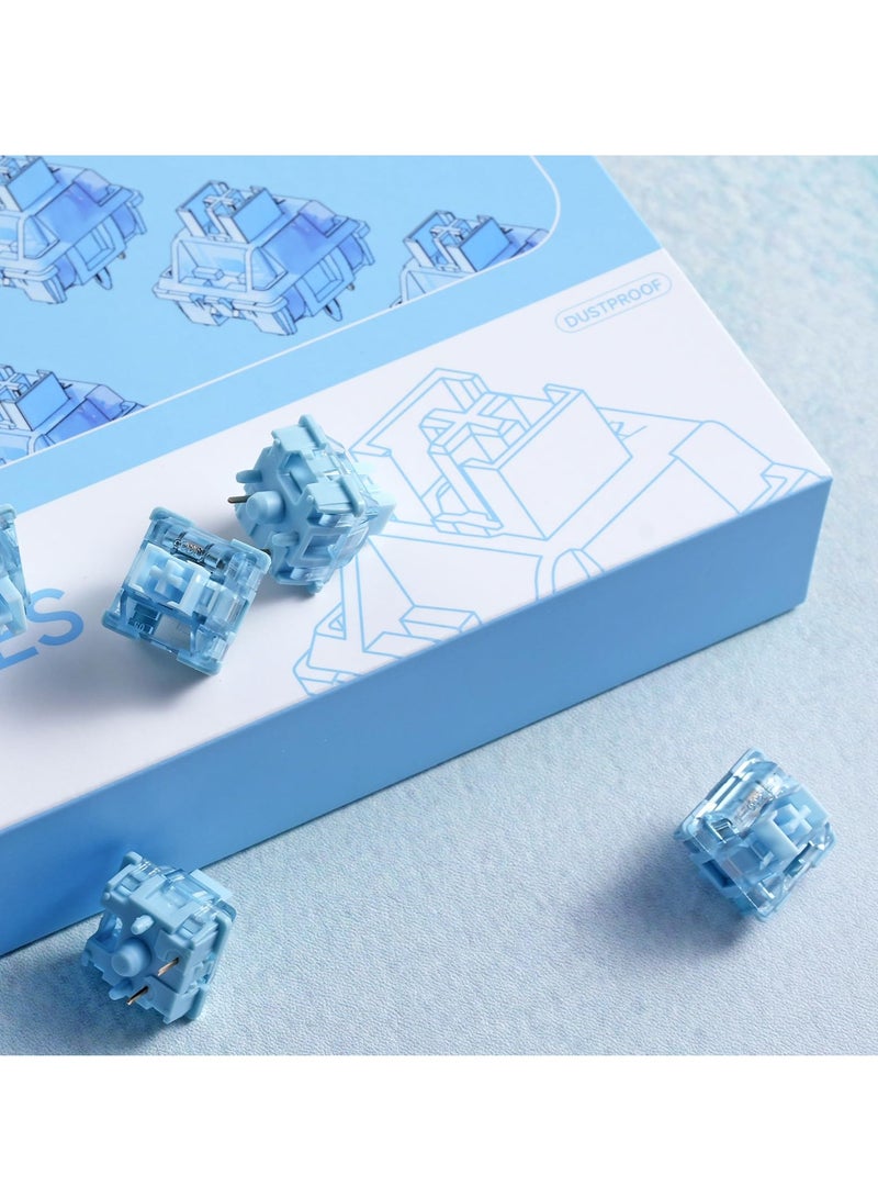 V3 Cream Blue Pro Mechanical Keyboard Switches - 45pcs, 5-Pin 45gf Tactile Key Switches, Dustproof Stem, Ideal for Gaming Keyboards - Image 4