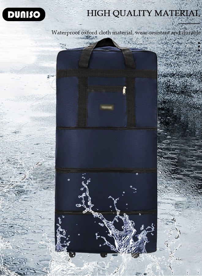 DUNISO Foldable Rolling Duffle Bag, Expandable Carry On Bag, Waterproof & Lightweight Duffel Bag with 6 Durable Wheels, Travel Oxford Wheelbag, Travel Trolley Luggage Bag for Travel, Camping, Sports, Business - Image 5