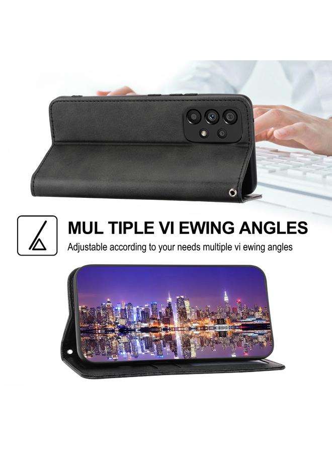 اس-توب جراب هاتف جلدي بقفل مغناطيسي بتصميم شبكي مكعب من جلد العجل لهاتف Xiaomi Redmi Note 10 4G/Note 10S 4G/Poco M5s 4G/Note 11SE الهند - Image 4