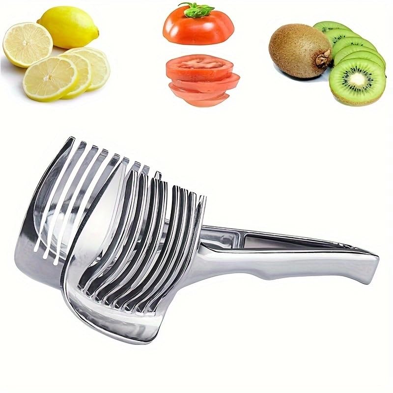 Choxila Lemons Holder for Slicing â€“Aluminum alloy Tomato Slicer Tool for Home Use, Multi-Purpose Vegetable Holder for Onionï¼ŒPotatoes, Tomatoes & Slicing - Image 2