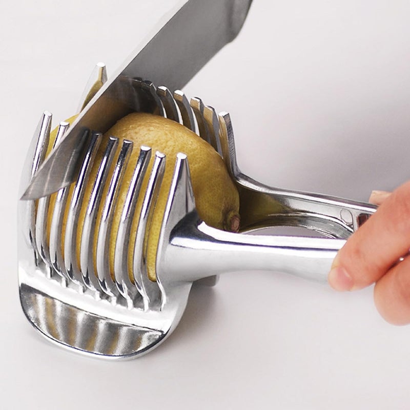Choxila Lemons Holder for Slicing â€“Aluminum alloy Tomato Slicer Tool for Home Use, Multi-Purpose Vegetable Holder for Onionï¼ŒPotatoes, Tomatoes & Slicing - Image 1