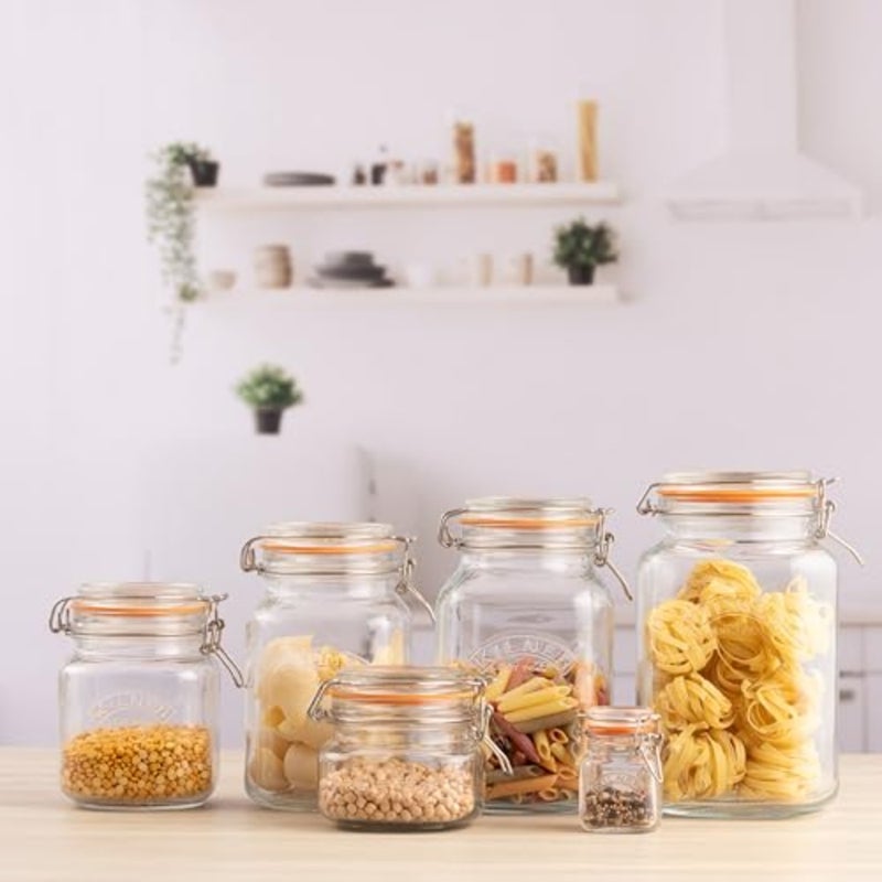 1 Litre Square Glass Clip Top Preservation and Storage Jarsbaihuo - Image 3