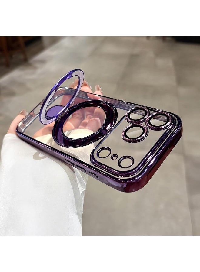 Magnetic for iPhone 17 Pro Case, with Invisible Ring Stand, Built-in Camera Lens Protector, Compatible with MagSafe, Soft Scratch-Resistant Shockproof Case for iPhone 17 Pro 6.3 inch, Purple - Image 3