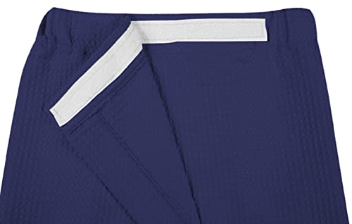 sunshinemall Women's Lightweight Bath Shower Wrap Waffle Spa Robes Bathrobe Quick Dry Cover Up with Adjustable Closure, Navy, Small/Medium - Image 4