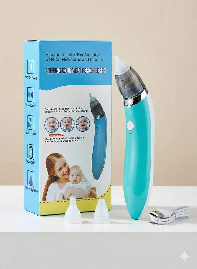Electric Nasal and Ear Aspirator for Newborns and Infants - Safe Mucus and Earwax Remover with Adjustable Suction and Soft Silicone Tips - Image 1