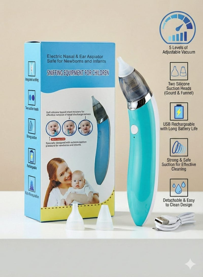 Electric Nasal and Ear Aspirator for Newborns and Infants - Safe Mucus and Earwax Remover with Adjustable Suction and Soft Silicone Tips - Image 3