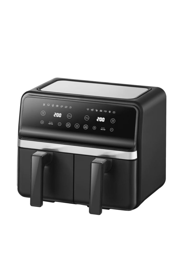الحلم قلاية هوائية مزدوجة 8 لتر، تحكم مستقل مزدوج، شاشة رقمية مع 14 برنامج ذكي، مؤقت 24 ساعة، سلال غير لاصقة مع نافذة عرض، 2200 واط - أسود - Image 1