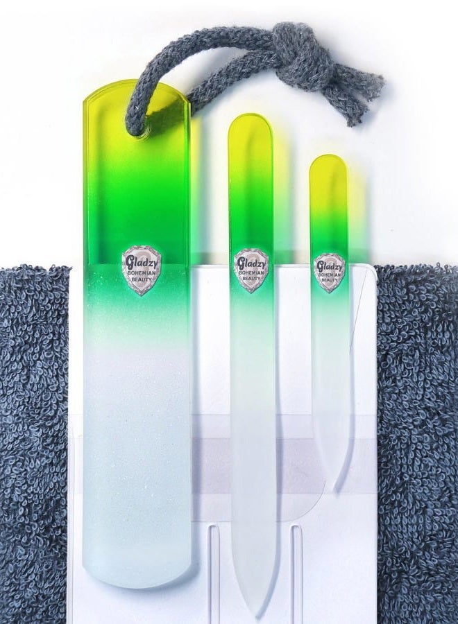 GLADZY Genuine Czech Glass Nail File Set - Callus Remover Foot Rasp, Double Sided Different Grit Surface, Professional Manicure and Pedicure Tools for Natural Nails, Nail Shaper, Ethically Made in EU - Image 1
