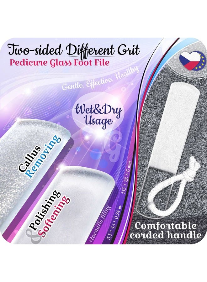 GLADZY Genuine Czech Glass Nail File Set - Callus Remover Foot Rasp, Double Sided Different Grit Surface, Professional Manicure and Pedicure Tools for Natural Nails, Nail Shaper, Ethically Made in EU - Image 4