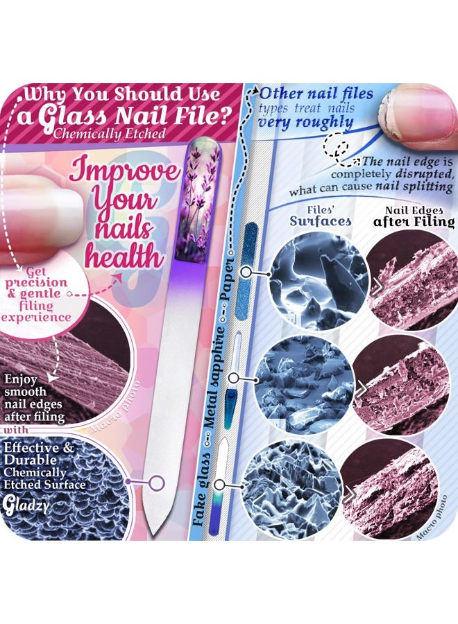 GLADZY Genuine Czech Glass Nail File Set - Callus Remover Foot Rasp, Double Sided Different Grit Surface, Professional Manicure and Pedicure Tools for Natural Nails, Nail Shaper, Ethically Made in EU - Image 5