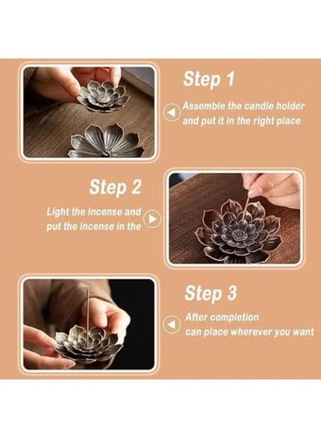 Incense burner holder for sticks with a 6-hole design, decorative multi-purpose incense burner for home, office and living room made of durable metal (small 6 cm) - Image 3