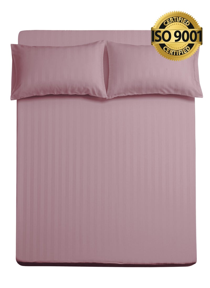 Master Home Textile Single Microfiber Sheet Set,  Single Size 2 Pieces, Hotel Stripes Design  - Image 1
