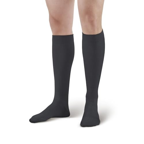 Ames Walker AW Style 111 Cotton 20-30 mmHg Firm Compression Knee High Socks Black Medium - Image 1
