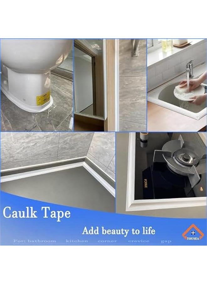 MIXDE - White Caulk Tape Waterproof Self Adhesive, Toilet Caulk Sealant Tape, Bathtub Caulk Sealing Strip Tape for Bathroom Caulking - Image 1