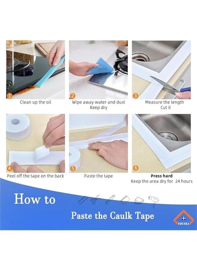 MIXDE - White Caulk Tape Waterproof Self Adhesive, Toilet Caulk Sealant Tape, Bathtub Caulk Sealing Strip Tape for Bathroom Caulking - Image 1