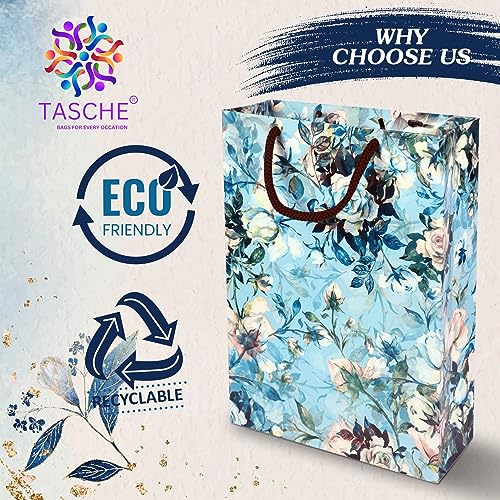 Arrow Paper Products Art Rose Flower Printed Paper Gift Bags for Return Gifts | Weddings | Birthday | Holiday Gifting & Presents (Size: 28x20x7.5 cm | Pack of 10) - Image 4