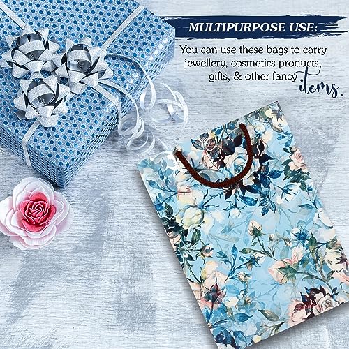 Arrow Paper Products Art Rose Flower Printed Paper Gift Bags for Return Gifts | Weddings | Birthday | Holiday Gifting & Presents (Size: 28x20x7.5 cm | Pack of 10) - Image 2