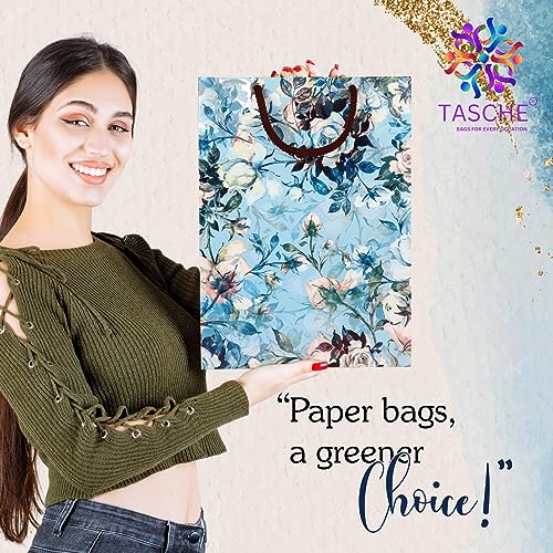Arrow Paper Products Art Rose Flower Printed Paper Gift Bags for Return Gifts | Weddings | Birthday | Holiday Gifting & Presents (Size: 28x20x7.5 cm | Pack of 10) - Image 3