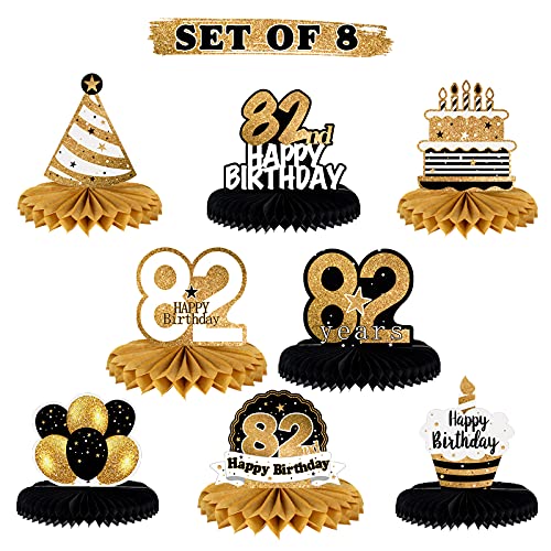 LINGTEER Happy 82nd Birthday Table Honeycomb Centerpieces Cheers to 82nd Birthday 82 Years Old Party Table Decorations Gift Sign - Image 1