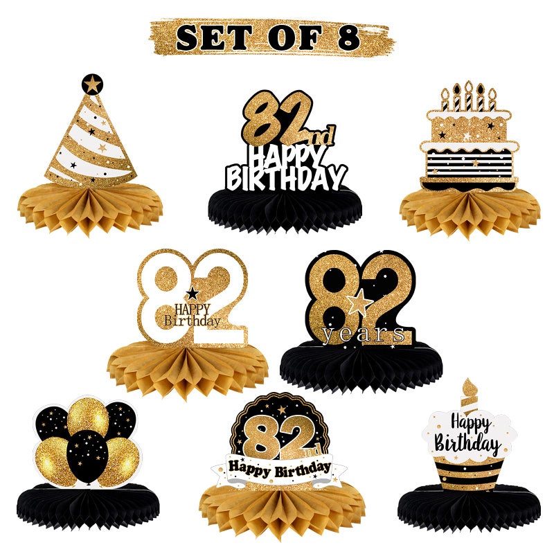 LINGTEER Happy 82nd Birthday Table Honeycomb Centerpieces Cheers to 82nd Birthday 82 Years Old Party Table Decorations Gift Sign - Image 2