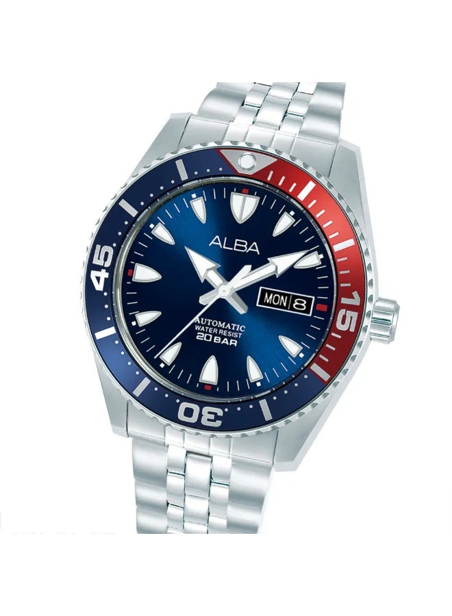Alba Active Sports AL4761X1 Automatic Men's Watch | Blue Dial | Stainless Steel Bracelet | Day-Date | 200M Water Resistant - Image 2