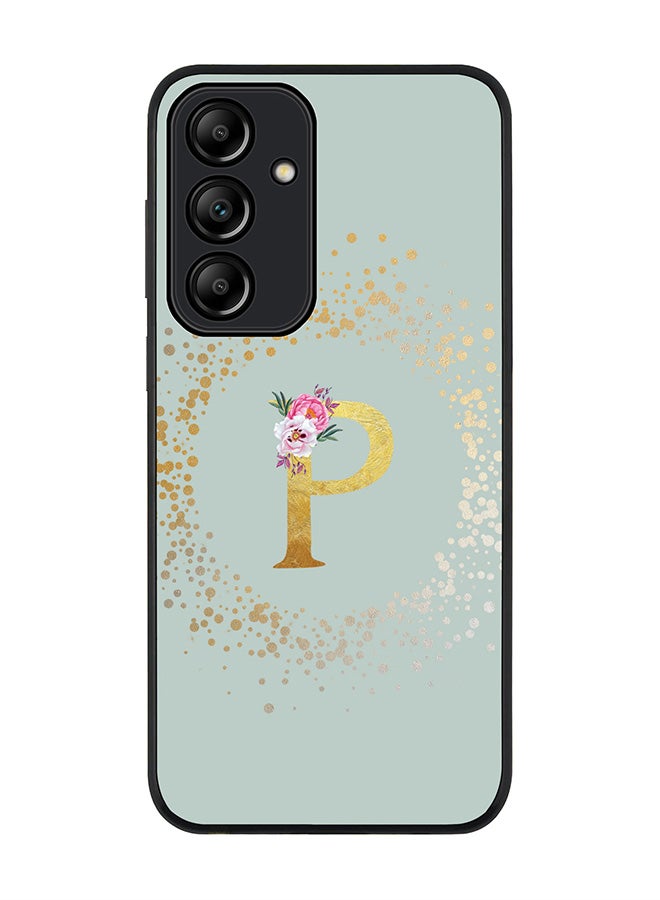 Stylizedd Rugged Black Edge Case for Samsung Galaxy A55, Slim fit Case Cover- Custom Monogram Initial Letter Floral Pattern Alphabet - P  (Light Grey) - Image 1
