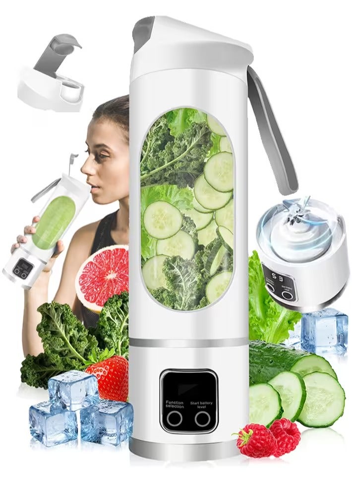 HUMJO Portable Juicer Blender Travel Leak-proof Juicer Cup Blender Machine for Juice Smoothies, Easy Clean,LCD Digital Display, 12 -Stainless Steel Blades,3 Modes,USB Charge,Wireless Mini Mixer Blender for Fresh Fruit Shakes with Lanyard - Image 1
