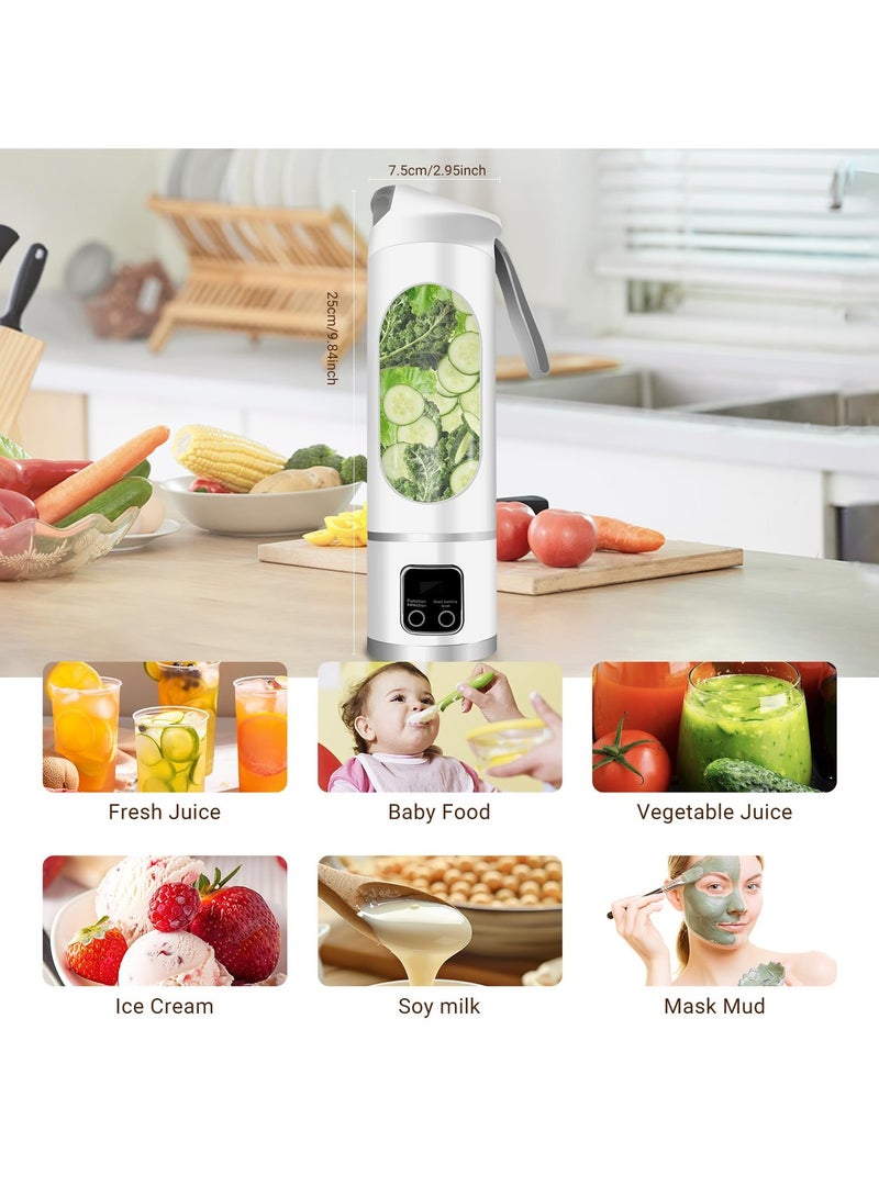 HUMJO Portable Juicer Blender Travel Leak-proof Juicer Cup Blender Machine for Juice Smoothies, Easy Clean,LCD Digital Display, 12 -Stainless Steel Blades,3 Modes,USB Charge,Wireless Mini Mixer Blender for Fresh Fruit Shakes with Lanyard - Image 3