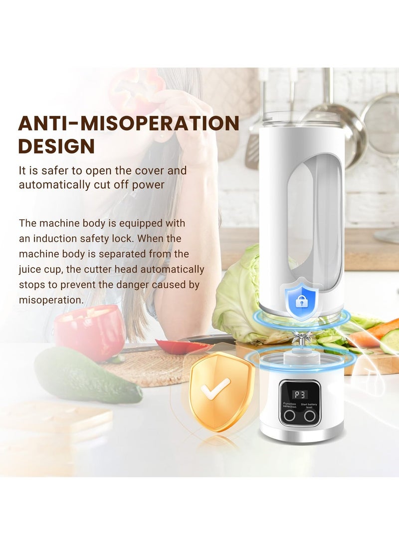HUMJO Portable Juicer Blender Travel Leak-proof Juicer Cup Blender Machine for Juice Smoothies, Easy Clean,LCD Digital Display, 12 -Stainless Steel Blades,3 Modes,USB Charge,Wireless Mini Mixer Blender for Fresh Fruit Shakes with Lanyard - Image 5