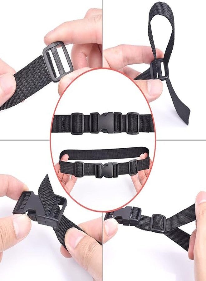 SHOPEE 6 Set 1 Inch Flat Dual Adjustable Plastic Quick Side Release Plastic Buckles and Tri-Glide Slides for Luggage Straps Pet Collar Backpack Repairing (Black, Fit for 1”/25mm Webbing Straps) - Image 3
