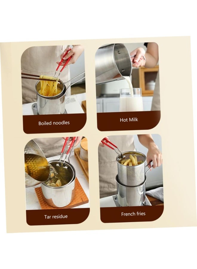 سبيس شوب مقلاة عميقة صغيرة سعة 3 لتر مع سلة  ووعاء قلي من الفولاذ المقاوم للصدأ ورف فلتر زيت وغطاء  ومناسبة للمطبخ المنزلي  باللون الأصفر - Image 5