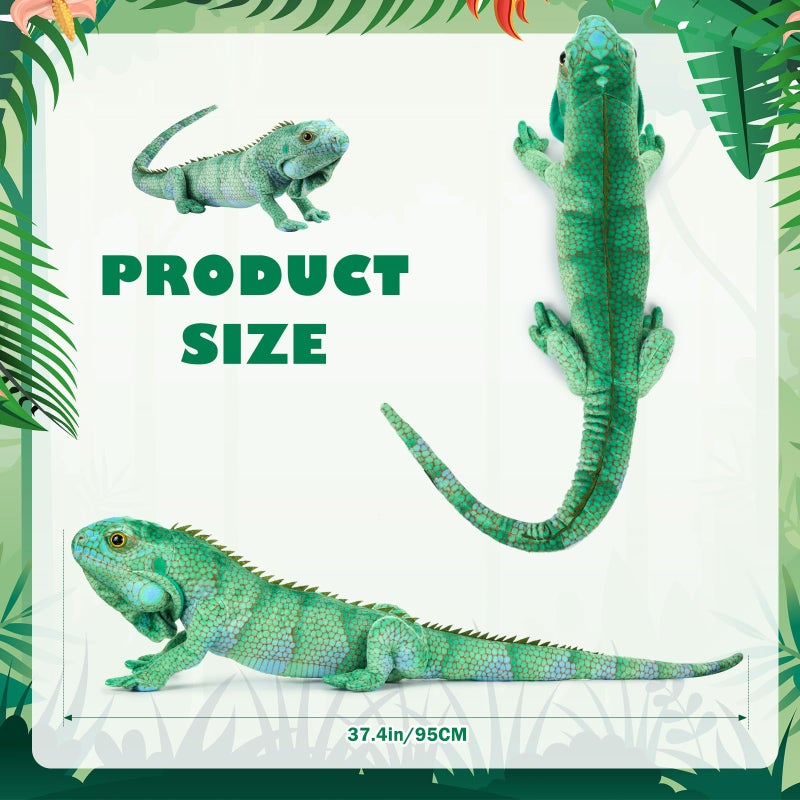 Syhood Lizard Stuffed Animals 37.4'' Realistic Plush Toy Lizard Toy Soft Plush Reptile Gift for Boys Girls Animal Lovers Birthday Easter(Iguana) - Image 4