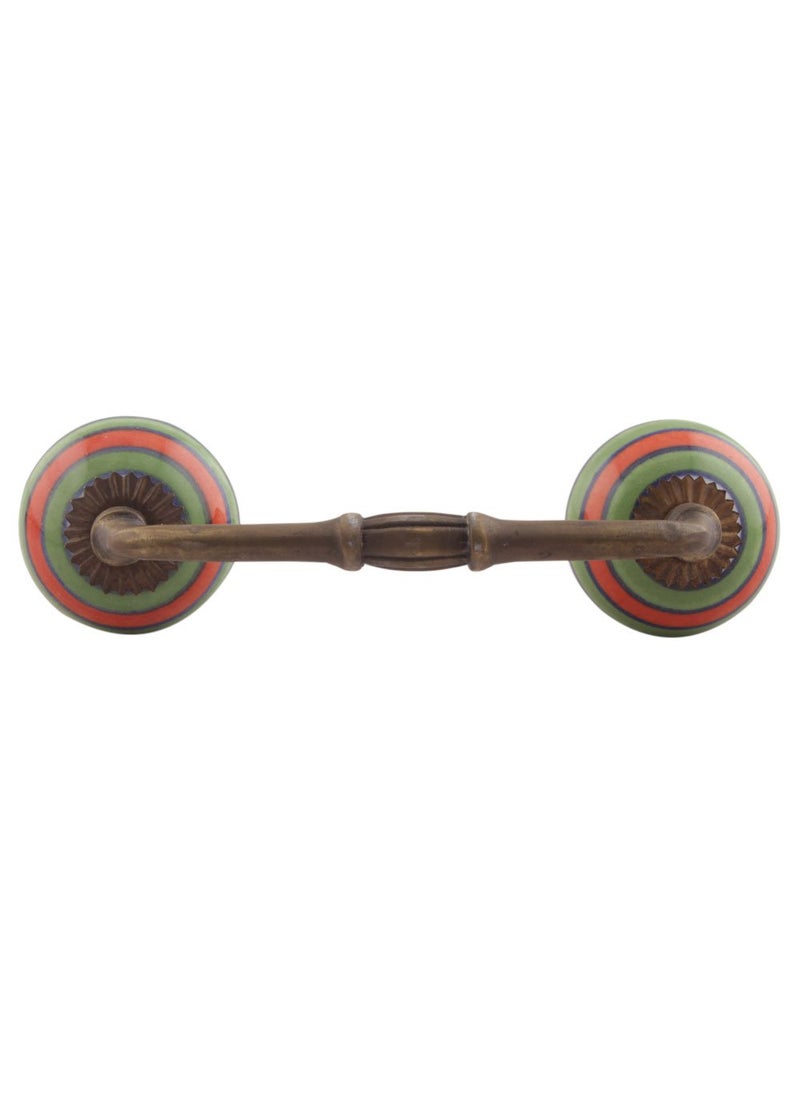 Indian-Shelf IndianShelf 1 Pack Green Decorative Drawer Pulls Unique Cabinet Handles for Door Dresser Antique Hardware 6 Hole to Hole BH548LCK149 