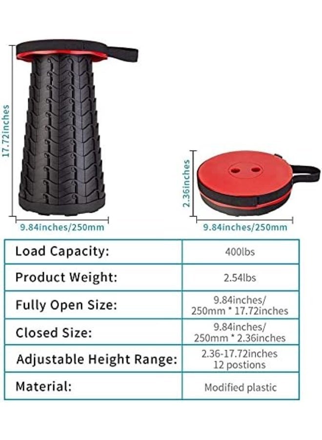 Panvil Portable Outdoor Collapsible Stool – Adjustable Lightweight Retractable Plastic Seat for Camping, Picnic, Fishing, Hiking & Travel - Image 4