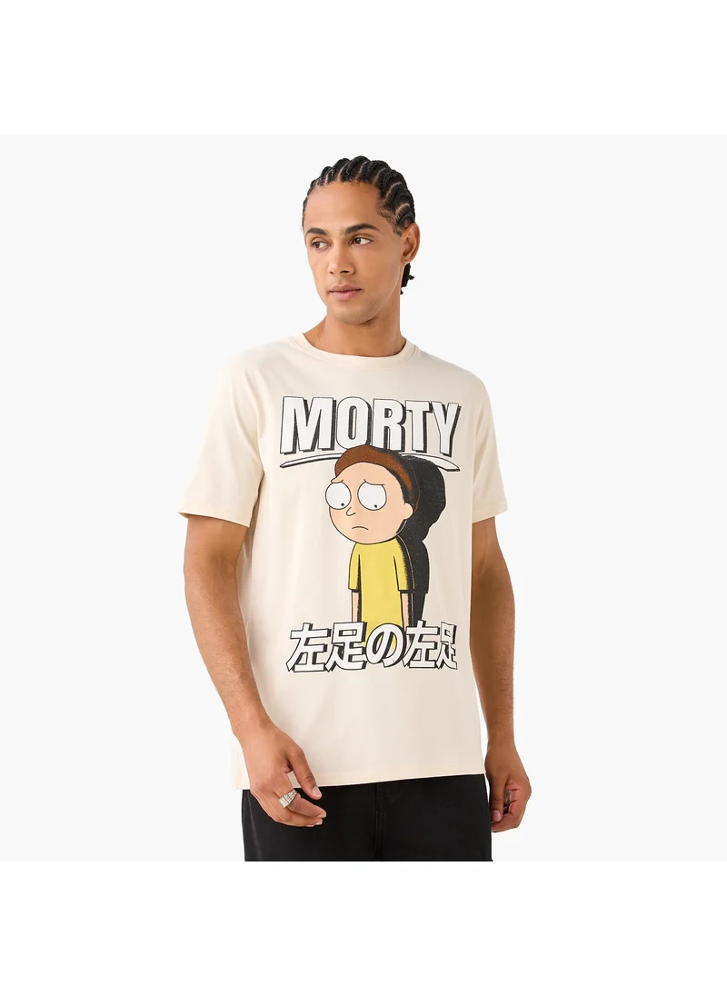 اس بي كاركترز Rick and Morty Print T-shirt with Crew Neck