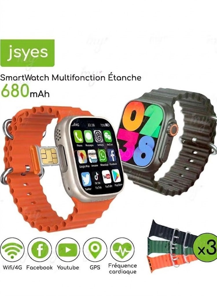 JSYES New Smart Watch Ultra 1.85 Full Touch NFC Men Women Smartwatch Series 8 Bluetooth Call Waterproof Sports Sleep Monitoring Heart Rate Watches(Black) - Image 1