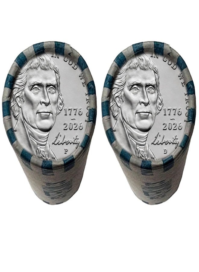 Merrick Mint 2026 Jefferson Liberty Nickel 1776-2026 America 250 Uncirculated Rolls Set - Both P & D Mint (Set of 2) - Image 1