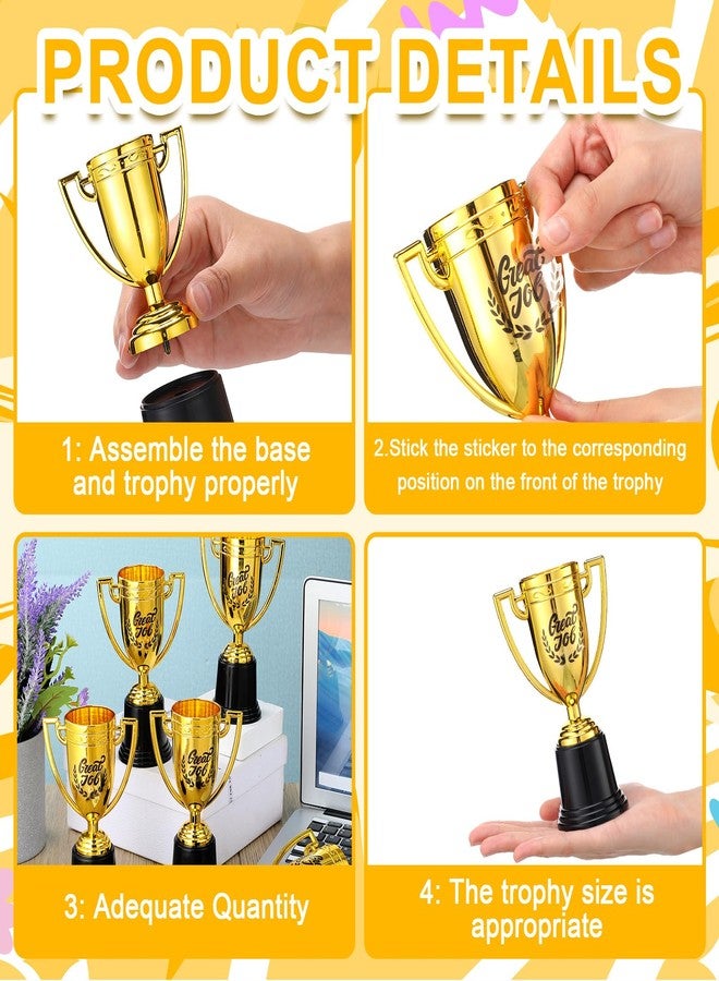 Misdary 12 Pack 6.3 Inch Gold Trophy Award Bulk Great Job Plastic DIY Trophy Award Athlete Employee Appreciation Gifts for Thank You Teacher Volunteer Men Women Rewards - Image 3