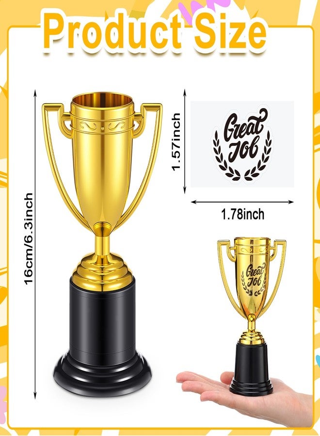 Misdary 12 Pack 6.3 Inch Gold Trophy Award Bulk Great Job Plastic DIY Trophy Award Athlete Employee Appreciation Gifts for Thank You Teacher Volunteer Men Women Rewards - Image 2