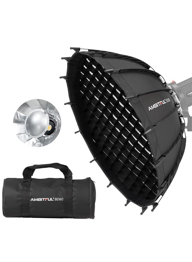 AMBITFUL 31.5''/ 80cm Studio Silver Wide Angle Beauty Dish Honeycomb Grid Bowens Mount for for Photography Studio Flash Head and Monolight - Image 1