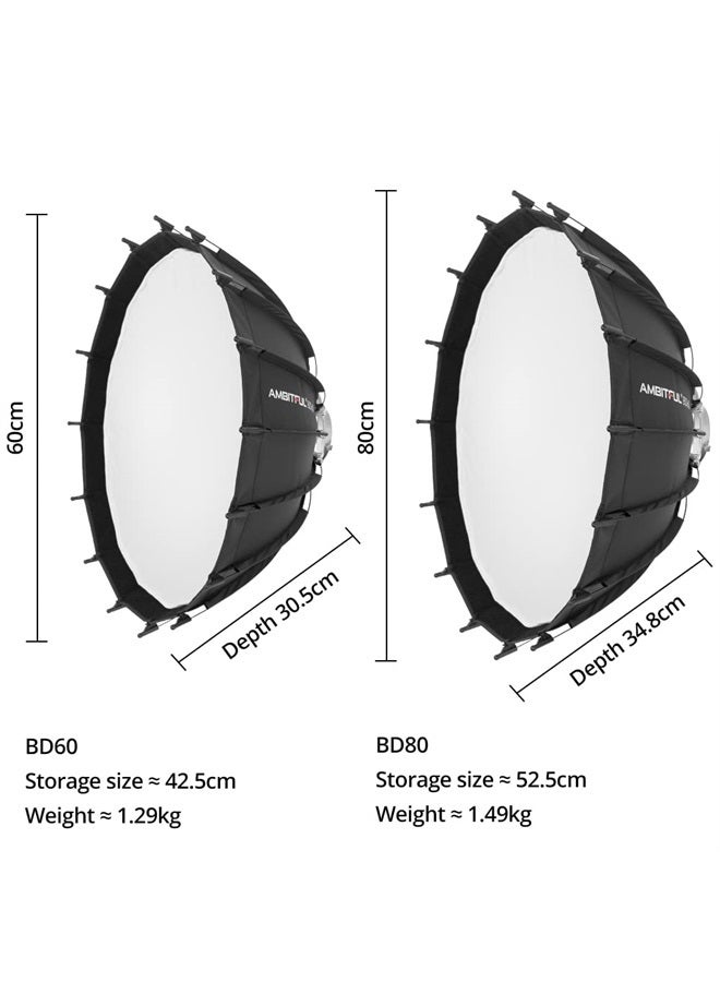 AMBITFUL 31.5''/ 80cm Studio Silver Wide Angle Beauty Dish Honeycomb Grid Bowens Mount for for Photography Studio Flash Head and Monolight - Image 2