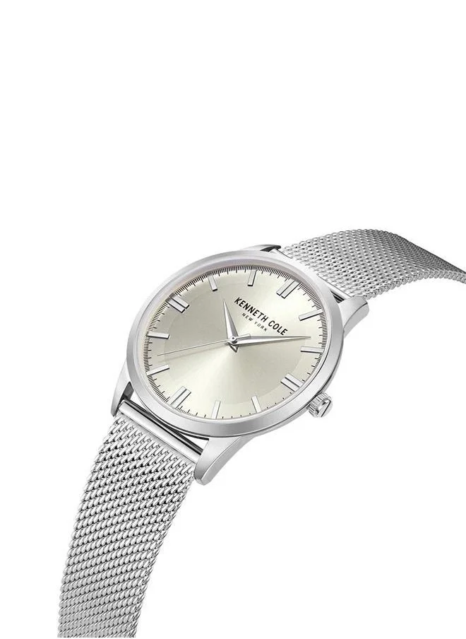 Kenneth Cole New York Modern Classic Grey Dial Silver Stainless Steel Mesh Bracelet Analog Watch for Men 43mm