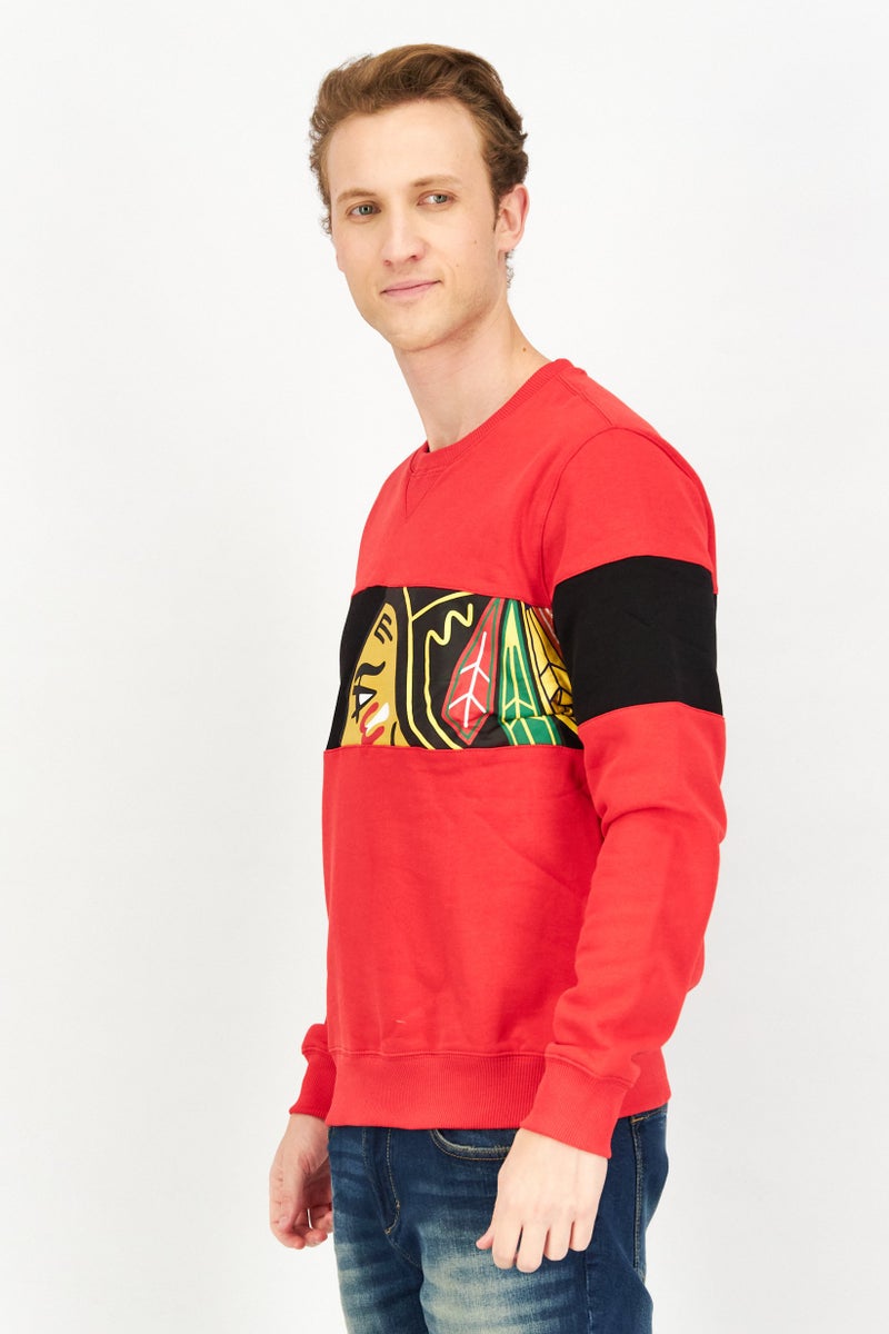 NHL Men Crew Neck Long Sleeves Graphic Print Sweatshirt, Red - Image 4