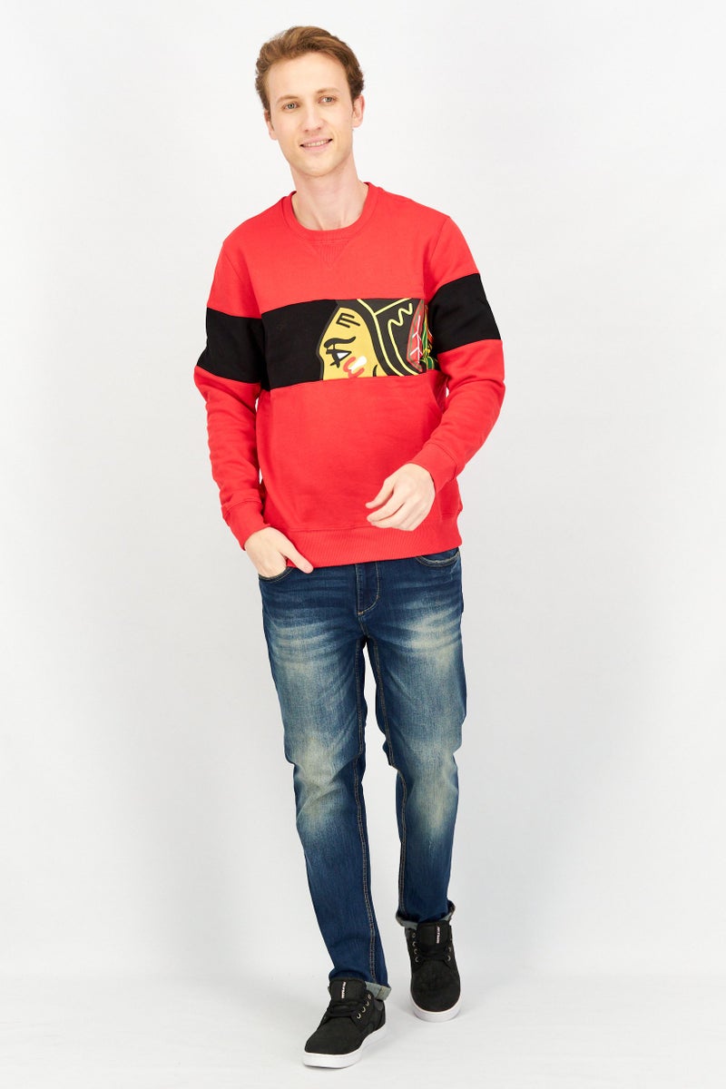 NHL Men Crew Neck Long Sleeves Graphic Print Sweatshirt, Red - Image 2